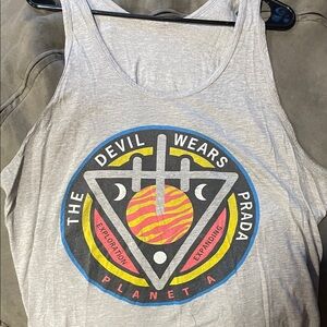 The devil wears Prada official band tank top 
Planet A design from the space ep